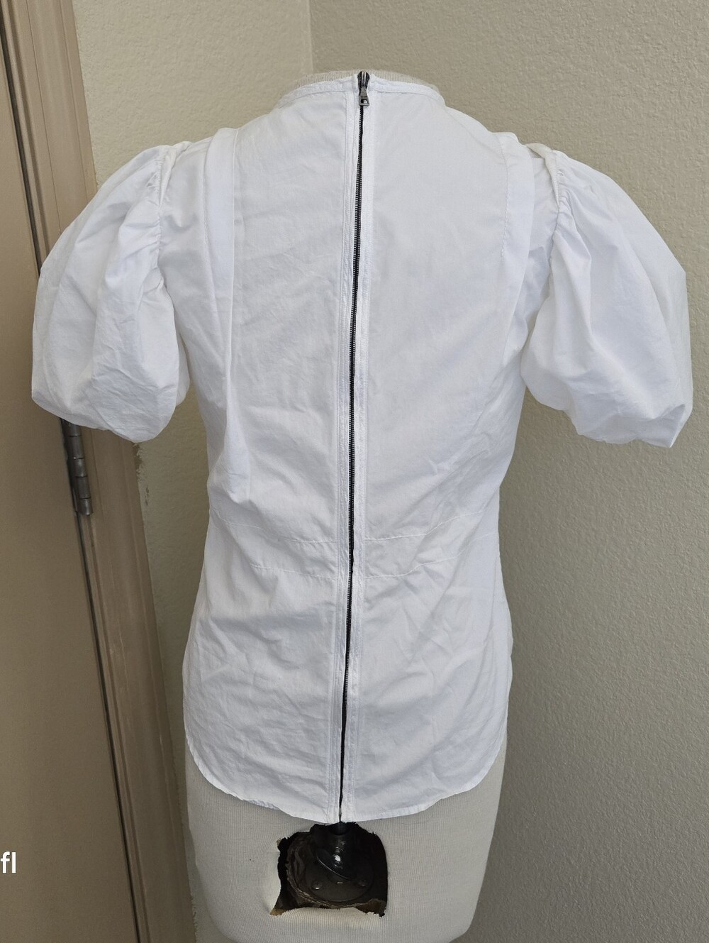 Prada puff sleeve poplin white top metal zipper M - Picture 5 of 7